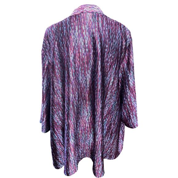 Catherine’s Open Front Cardigan Multicolor Purple Blue Textured Lightweight 3X - Picture 2 of 7